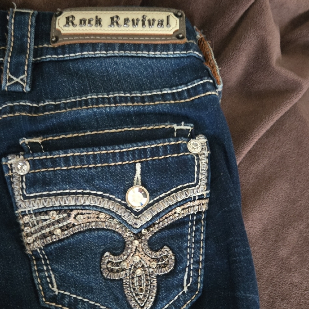 Rock Revival Women's Dark Blue Embellished Jeans